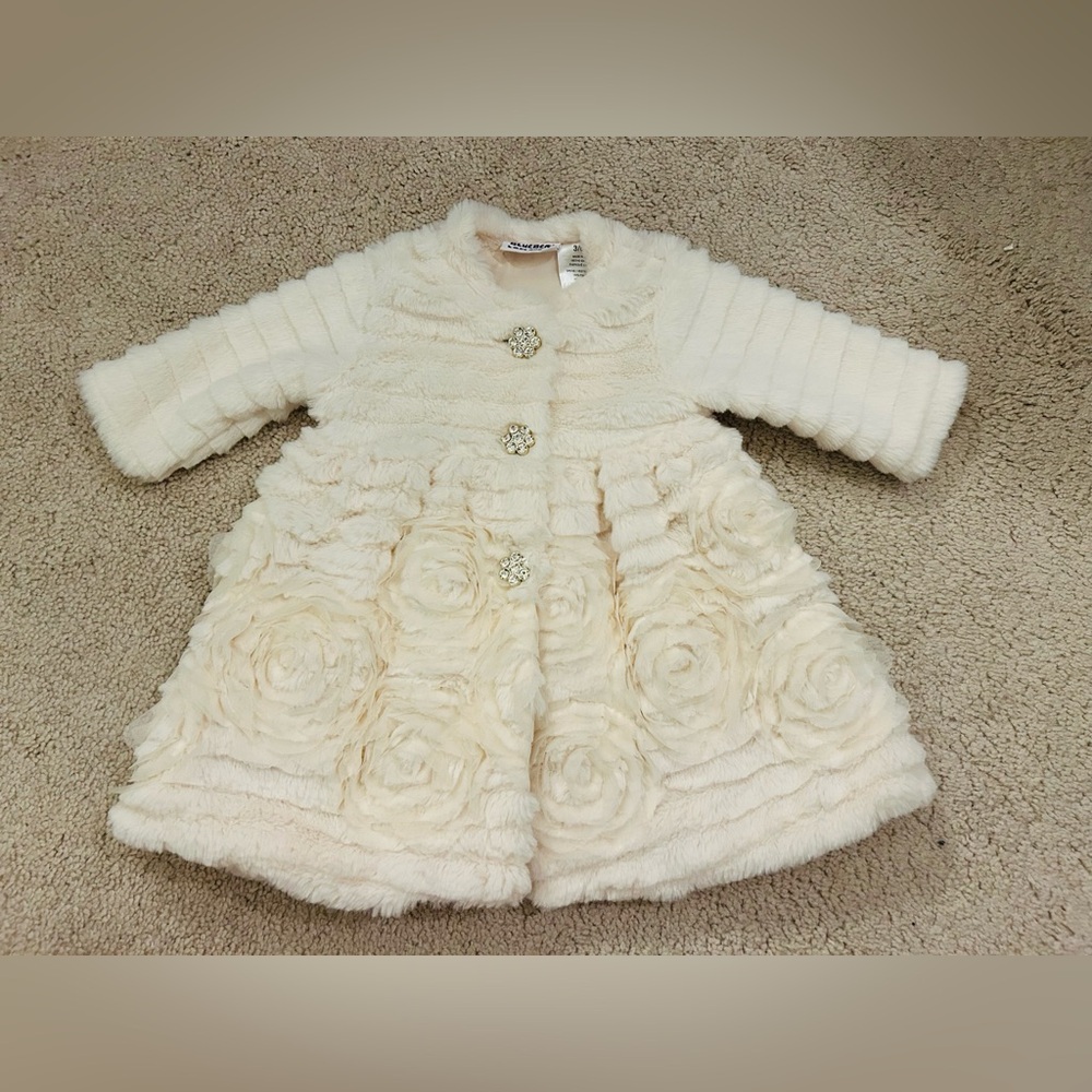 NWOT Blueberi Boulevard Cream Soft Baby Coat (3-6 months)